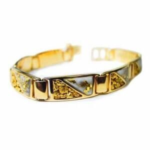 White Quartz Bracelet w/Natural Alaskan Gold Nuggets 14kt Stunning! Collection